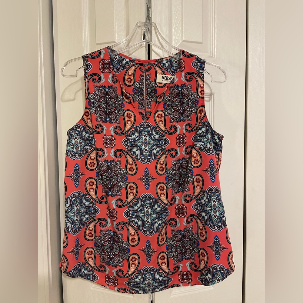 Verse pink paisley print tank top